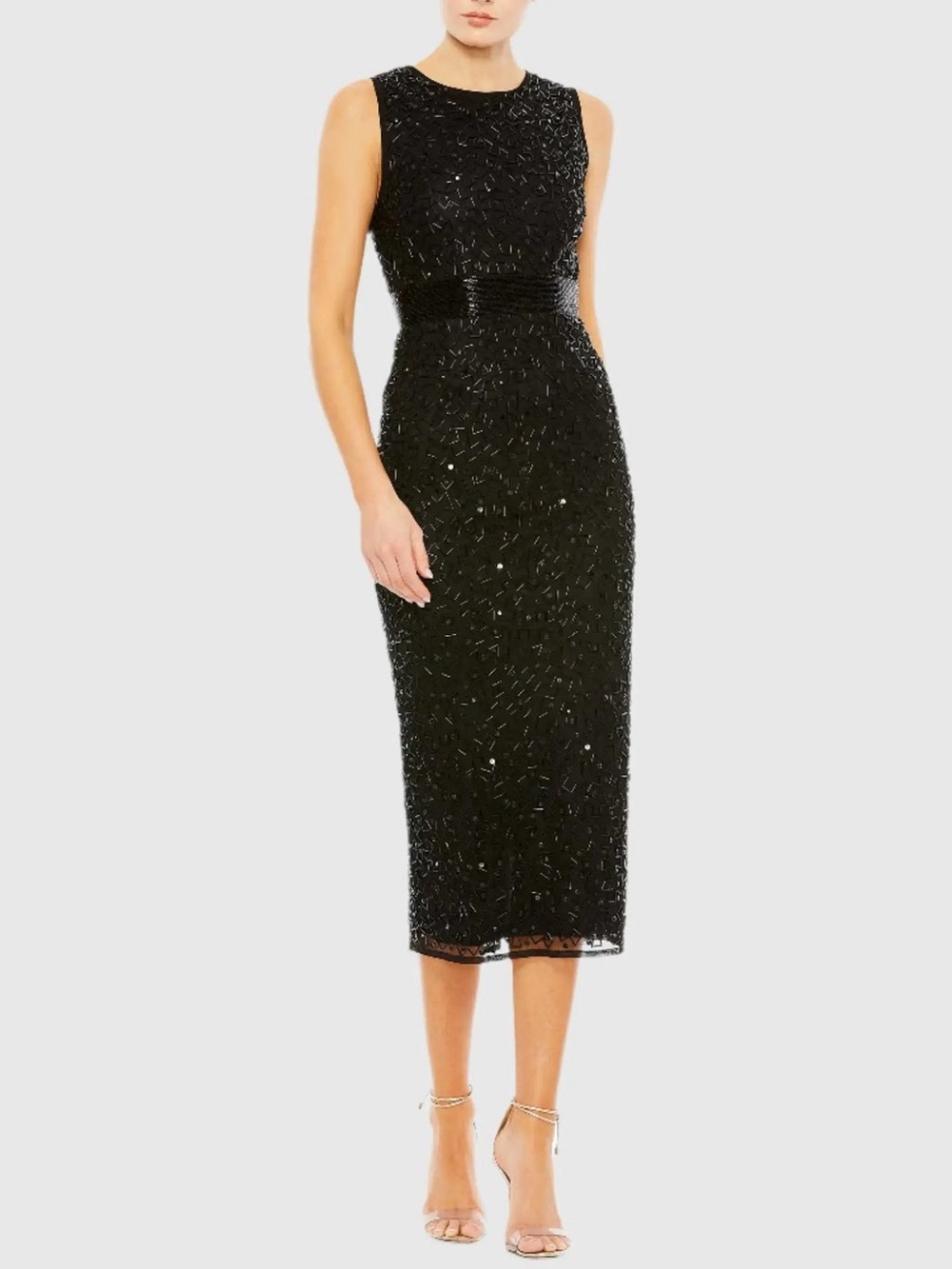 Mac Duggal Black Geometric Embellished Sleeveless Sheath Dress 93758 Size 10 NWT